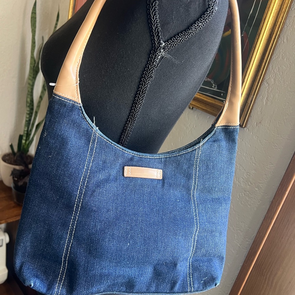 Denim and Tan Women's Bag